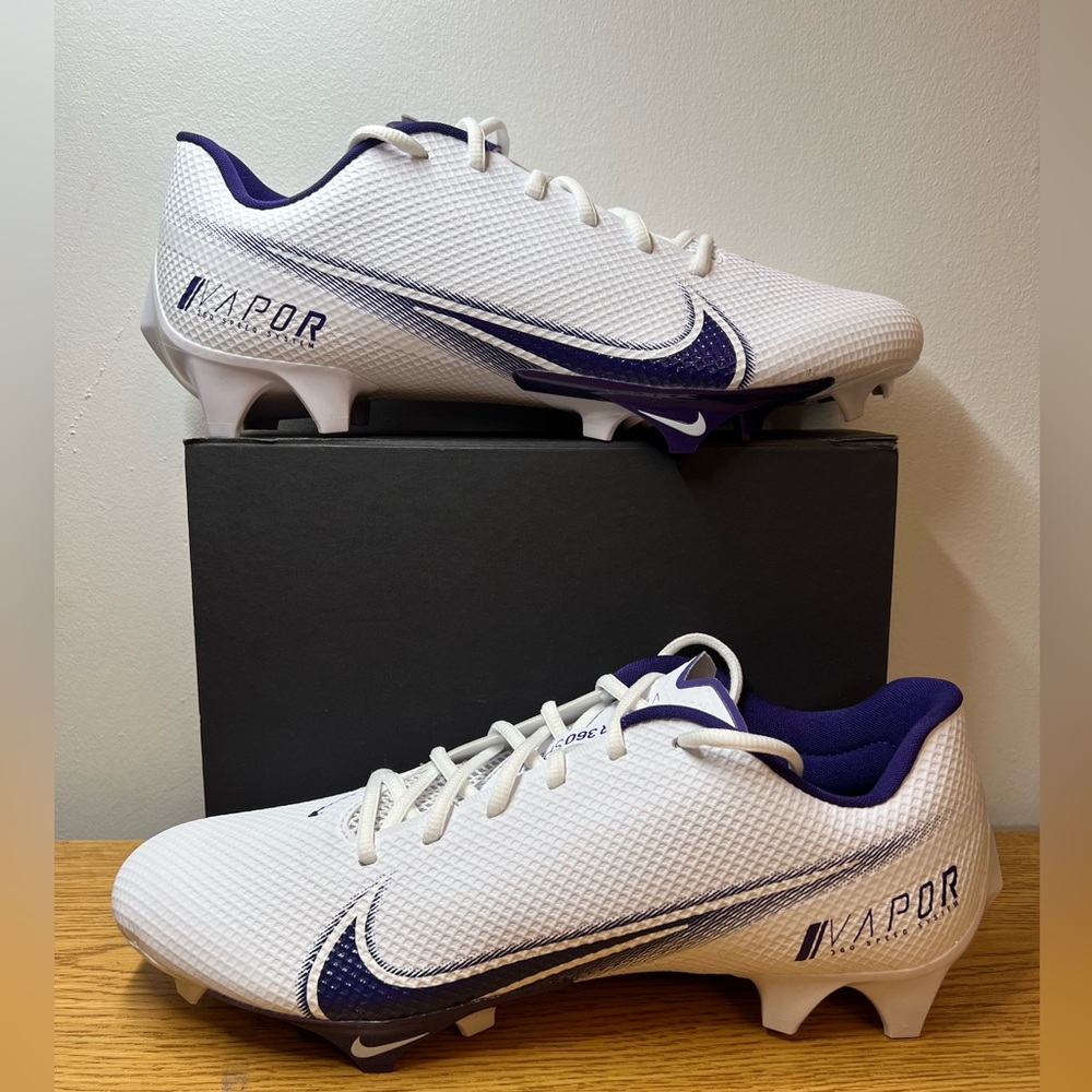 Nike Vapor Edge Speed 360 White/Purple Football Cleats CV6349-104 Men's Size 11